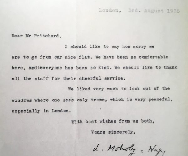 Moholy's letter to Pritchard, 3 August 1935